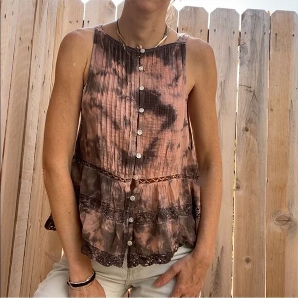 Free people tie dye sleeveless blouse size small - Picture 9 of 11